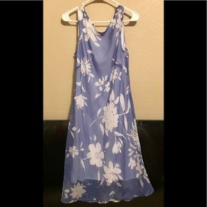 Periwinkle Floral Flowy Summer Midi Dress